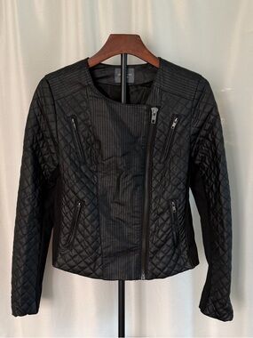 Catherine Malandrino Black Quilted Asymmetrical Zip Jacket